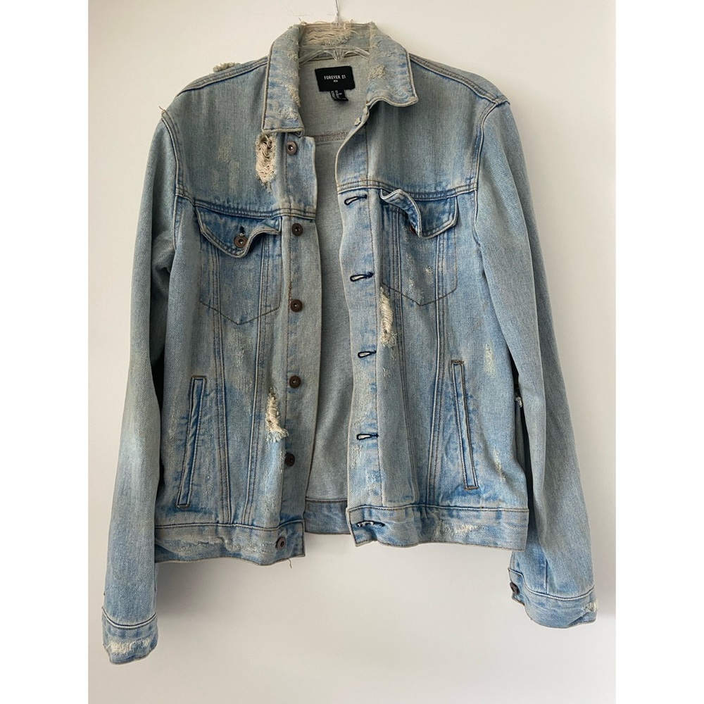 Distressed denim jacket